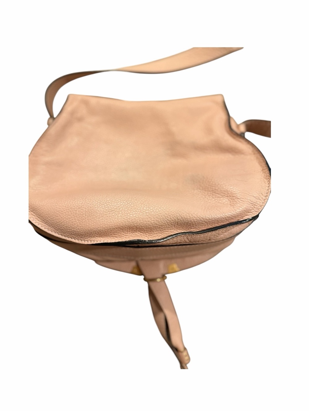 Chloe Medium Marcie Soft Pink Leather Crossbody Saddle Bag - Picture 4 of 10